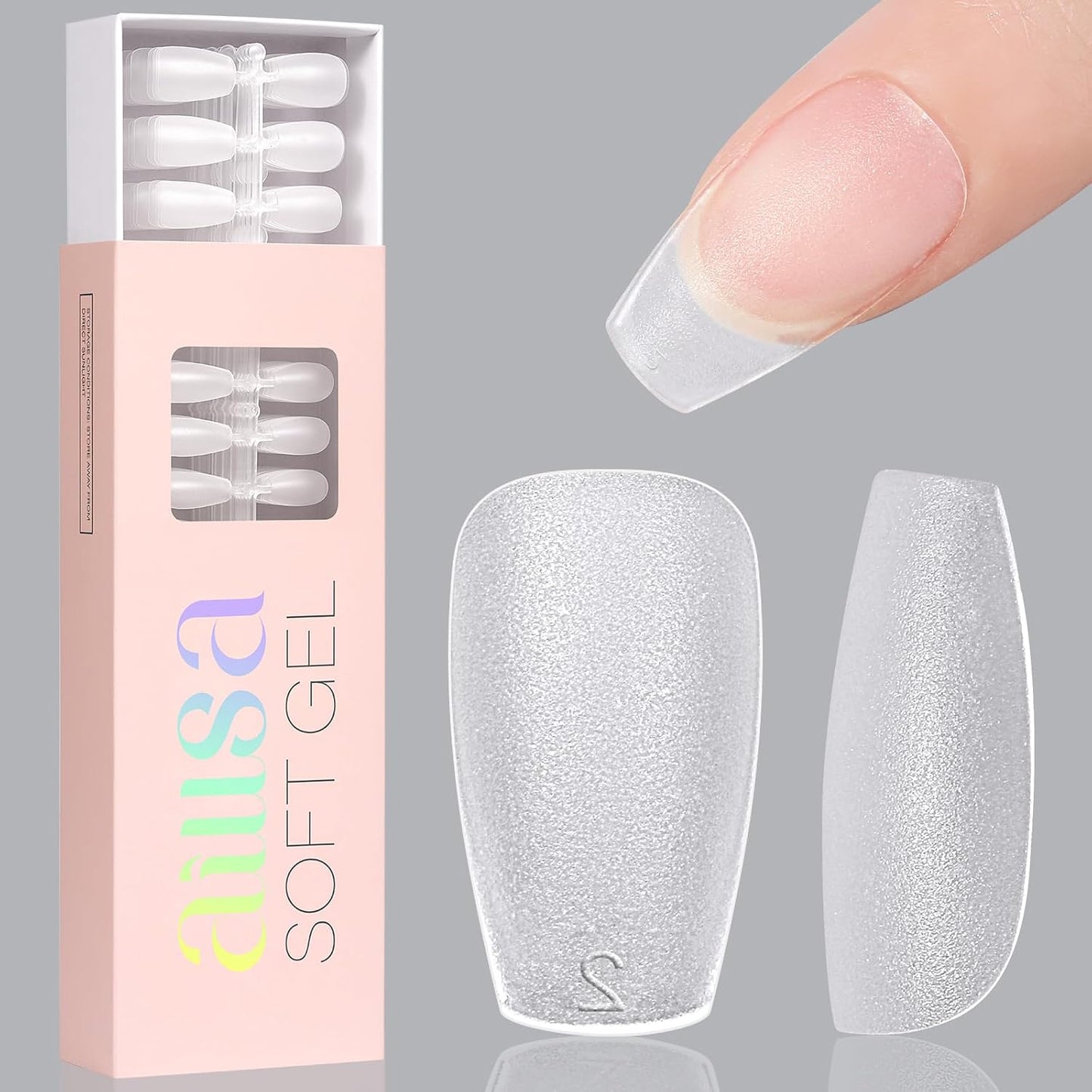 Almond Nail Tips - 450pcs Soft Full Cover Gel Nails | Pre-shaped Press-On Extensions in 15 Sizes for Beginners