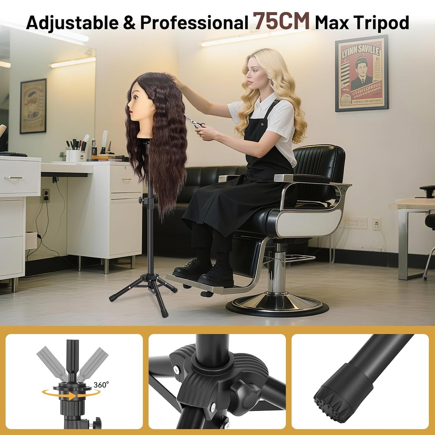 Mannequin Head - 90% Human Hair 23 Inch | Cosmetology Styling & Braiding Practice with Wig Stand