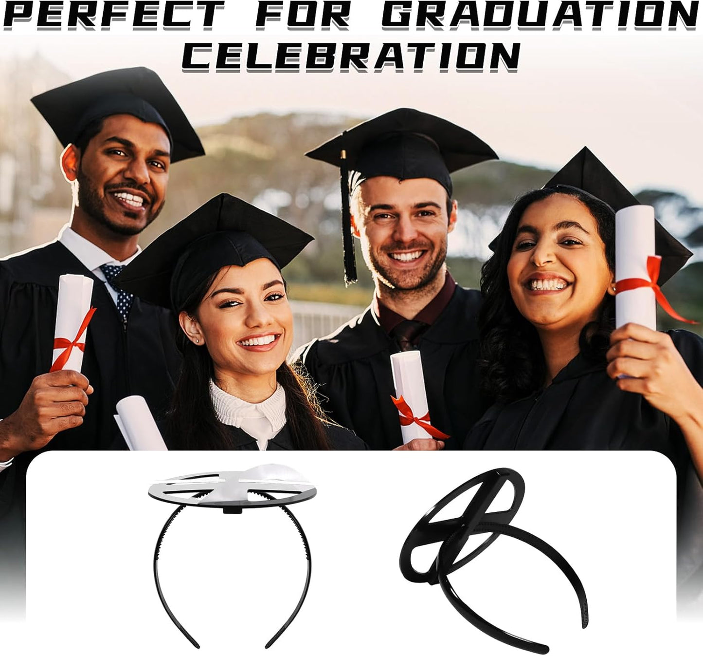 Black Graduation Cap Headband - Secure Hairstyle for Graduates | Comfortable Fit