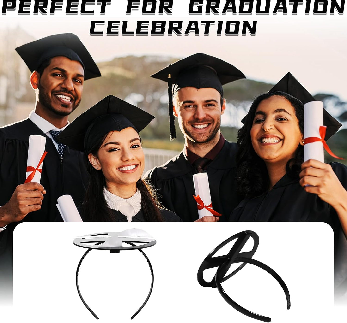 Graduation Cap Headband - Secure Hairstyle with 4 Hair Clips | Perfect for Graduates & Students