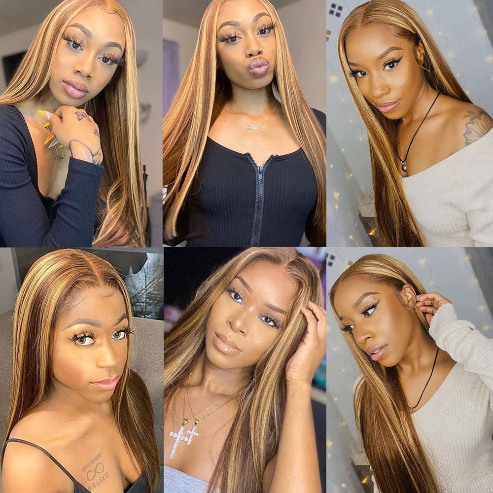 22 24 26 Inch P4/27 Highlight Blonde Bundles Human Hair Straight 3 Bundles Brazilian Remy Hair 50 Grams/Bundle 10A Grade Unprocessed Virgin Hairs Blonde Straight Bundle Weaves Extensions