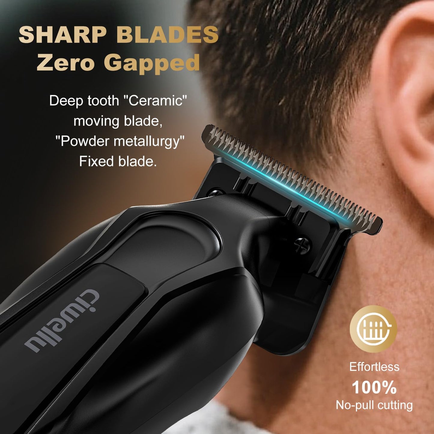 ciwellu Hair Trimmer for Men, Professional Barber Liner & Beard Trimmer with Zero-Gap T-Blade Clippers,USB-C Fast Charge with 7 Guards for Hair/Body