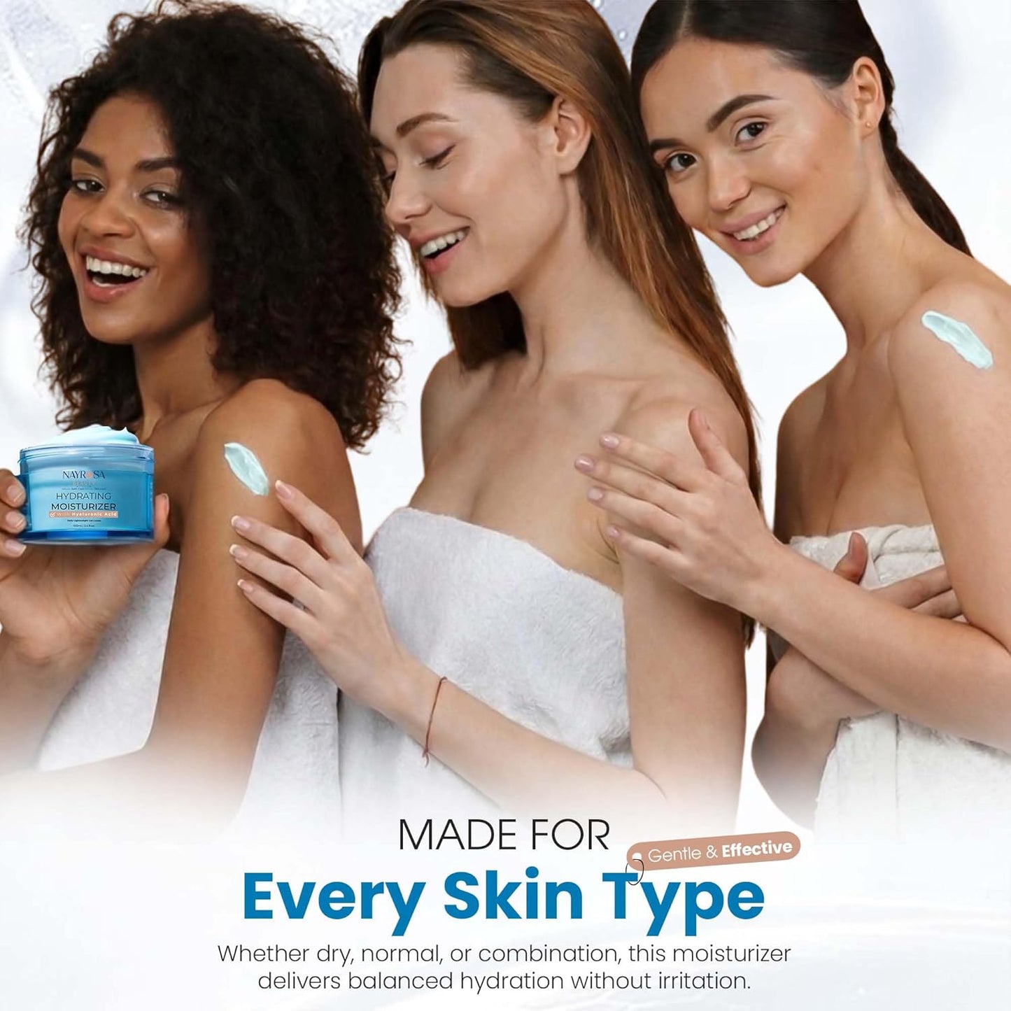 Hyaluronic Acid Gel Moisturizer Cream - 48 Hr Hydration & Vitamin E | Lightweight Water Cream for Normal/Dry Skin - 100ml