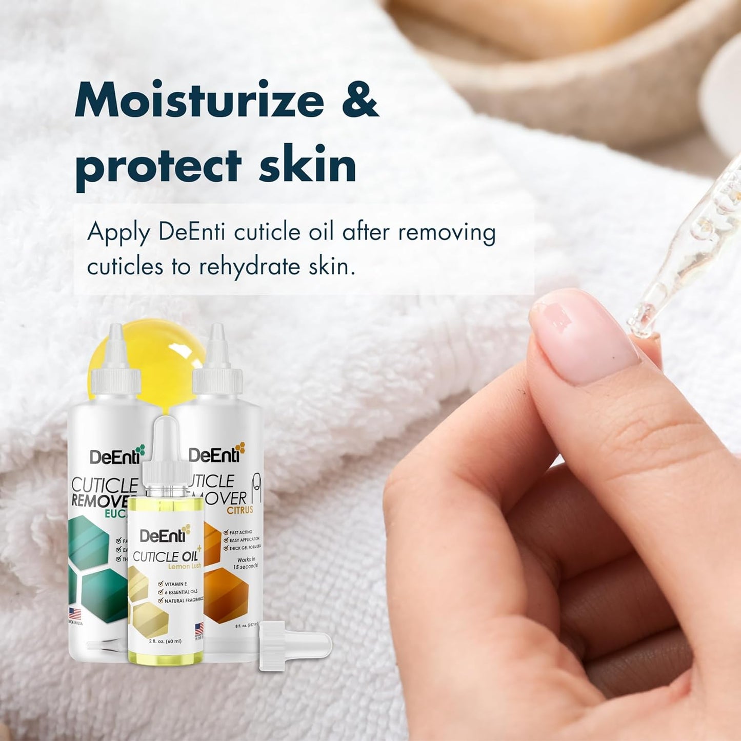Cuticle Care Kit - Citrus Scented Cuticle Remover, Nourishing Cuticle Oil & Metal Pusher Tool | Salon-Grade Nail Care Essentials