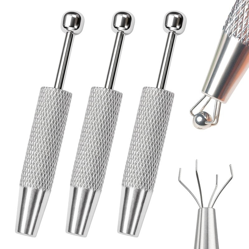 Piercing Ball Grabber,3 PCS Piercing Removal Tool,4-Claw Diamond Tweezers for Easy Jewelry Changing,Stainless Steel Gem Pickup Tool,Earring Pearl Grabber