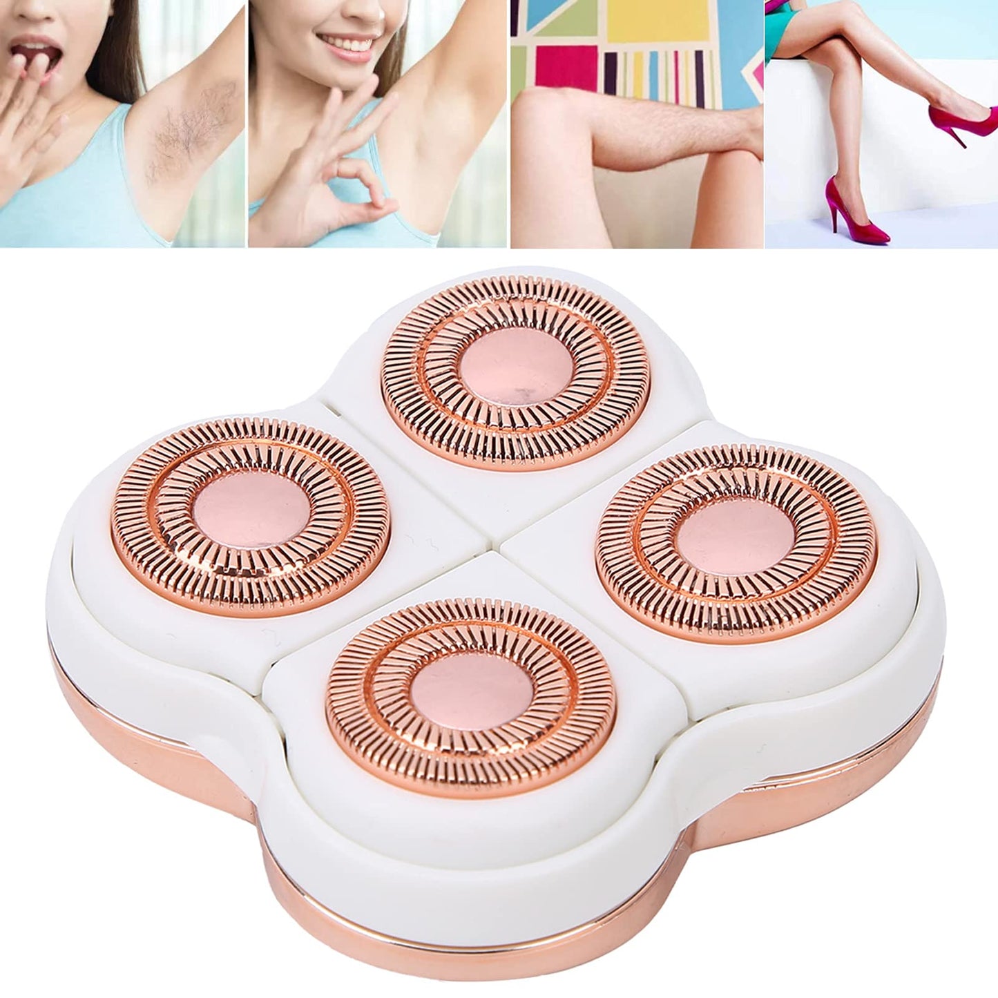 Hair Remover Replacement Head for Electric Hair Removal Device – Gold-Plated 360° Floating Blade – Suitable for Wet & Dry Use – Compatible with 4 Head Hair Remover
