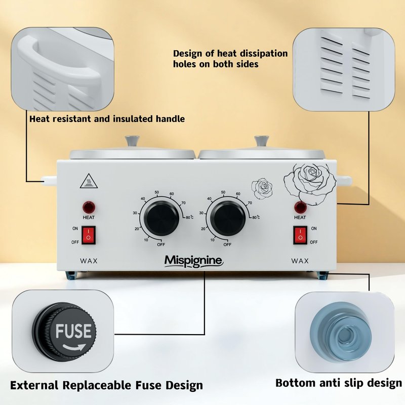 Double Wax Warmer Professional for Hair Removal, Large Wax Pot Electric Waxing Heater for Spa and Salon Equipment.
