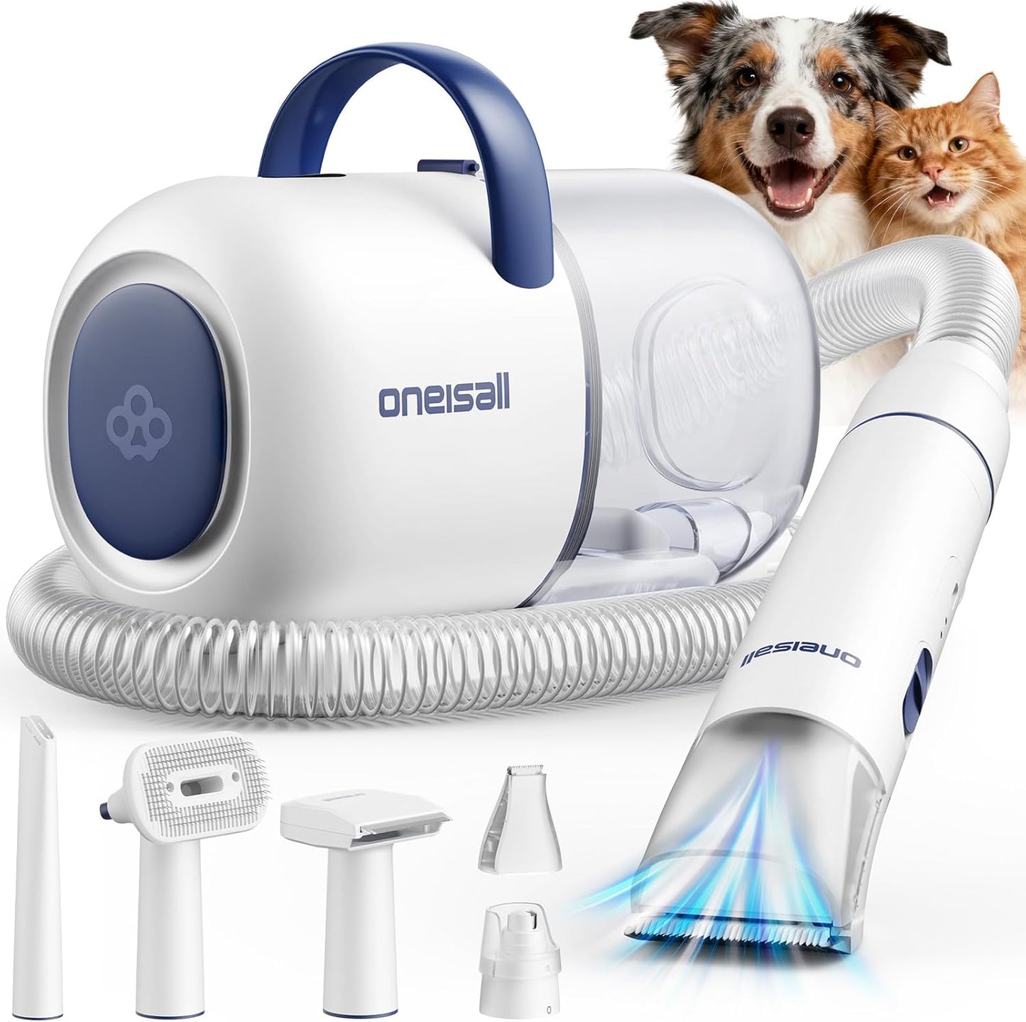 Dog Grooming Vacuum Kit - 15000Pa Pet Hair Removal with Clippers & Nail Grinder | Quiet ≤ 59dB, 2L Canister