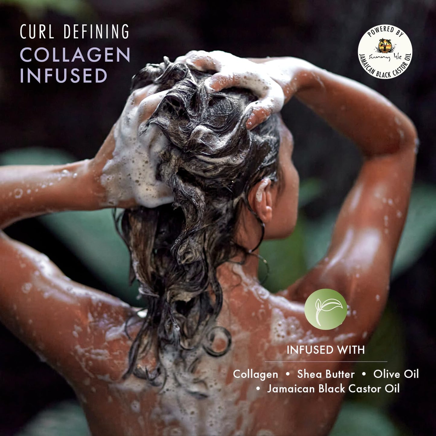Sunny Isle Curly Girl Friendly Curl Defining Moisturizing Shampoo, Sulfate & Paraben Free Hydrating for Curly, Wavy & Coily Hair (2C–4C), Jamaican Black Castor Oil, Shea Butter & Collagen, 10.1oz