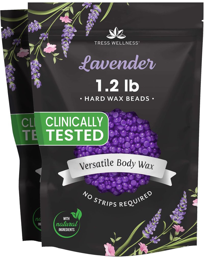 Tress Wellness Wax Beads - Safe for Skin - Dermatologically Tested - At-Home Kit for Bikini, Lavender 2 x 1.2lb, 2 pack