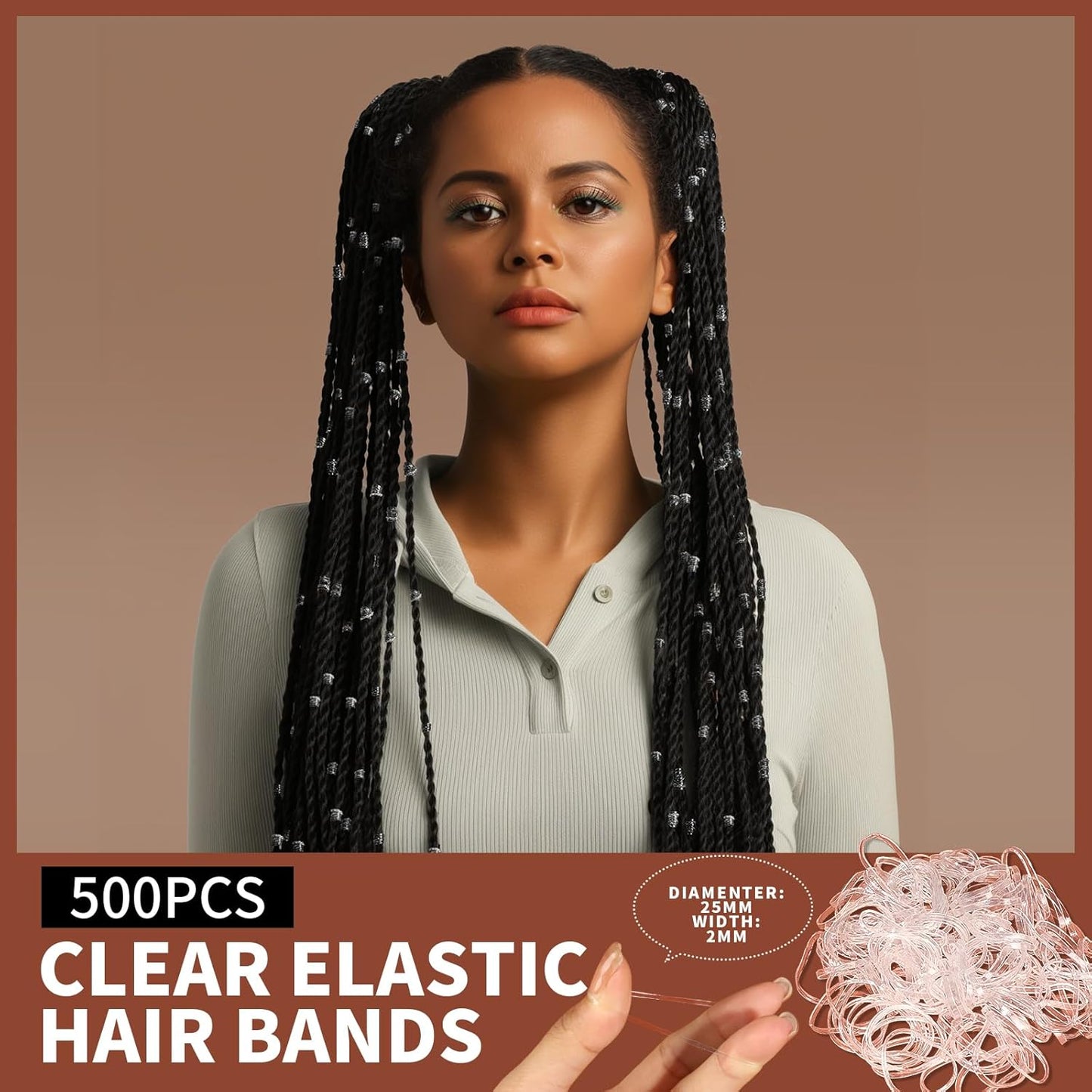 Teenitor Hair Accessories Kit - 500pcs Elastic Hair Bands & Ponytail Holders | Black Seamless Thick Bands & Bobby Pins
