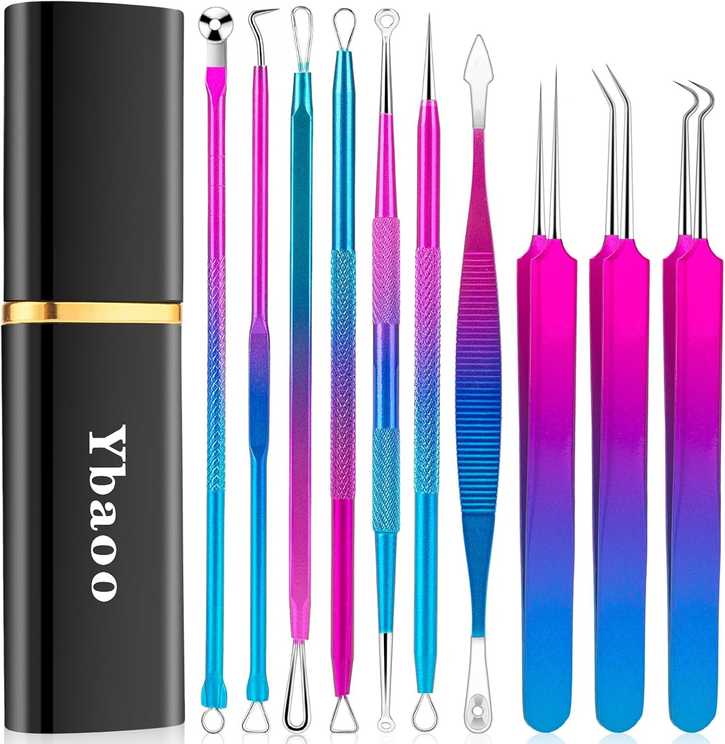 Pimple Popper Tool Kit - 10-Piece Blackhead Remover Set with Metal Case for Easy Comedone Extraction | Colorful