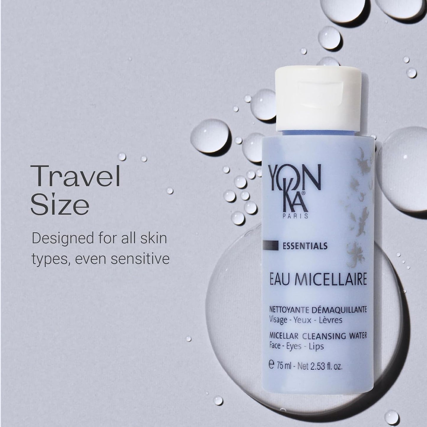 Micellar Water Travel Size - Gentle Cleansing Makeup Remover with Rose & Chamomile | Paraben-Free | 2.53 fl oz