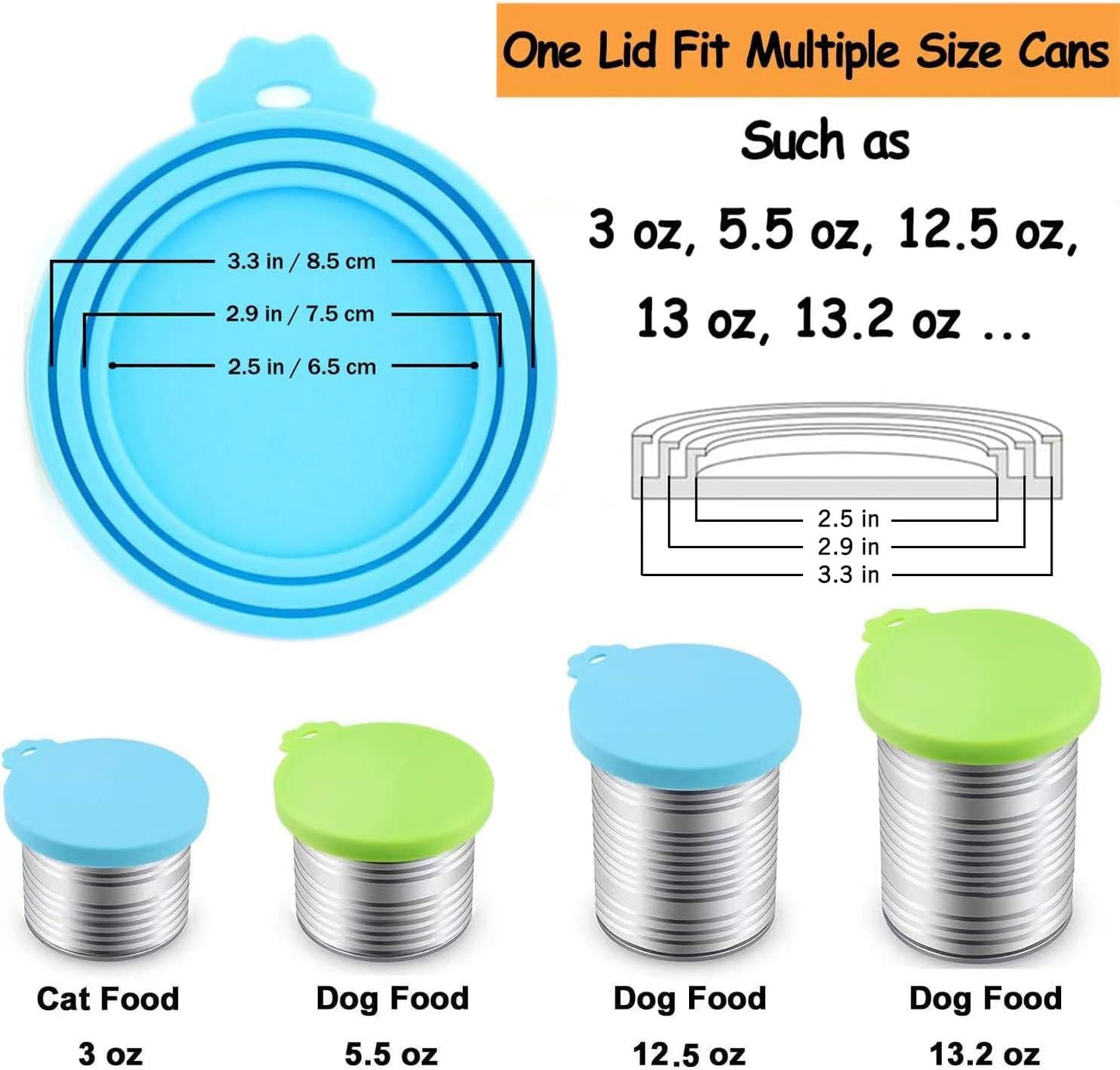 2 Pack Food Can Lids, Silicone Pet Food Can Covers for Dog & Cat Food, Universal Size Fit Most Standard Size Canned Dog and Cat Food - Light Blue, Light Green