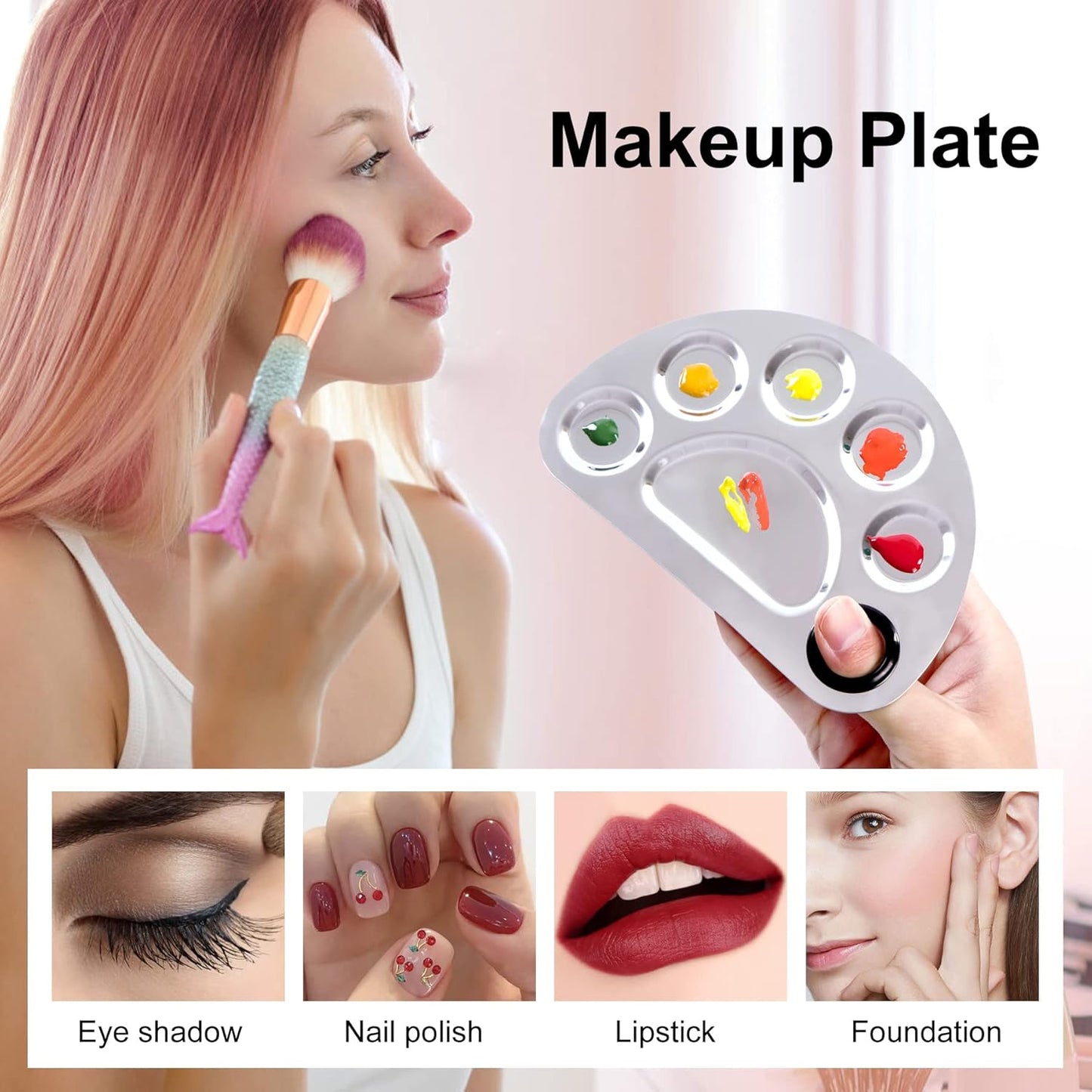 Stainless Steel Makeup Palette - Mixing Tool for Foundation & Nail Art | 6"x4" | Silver | 2pcs
