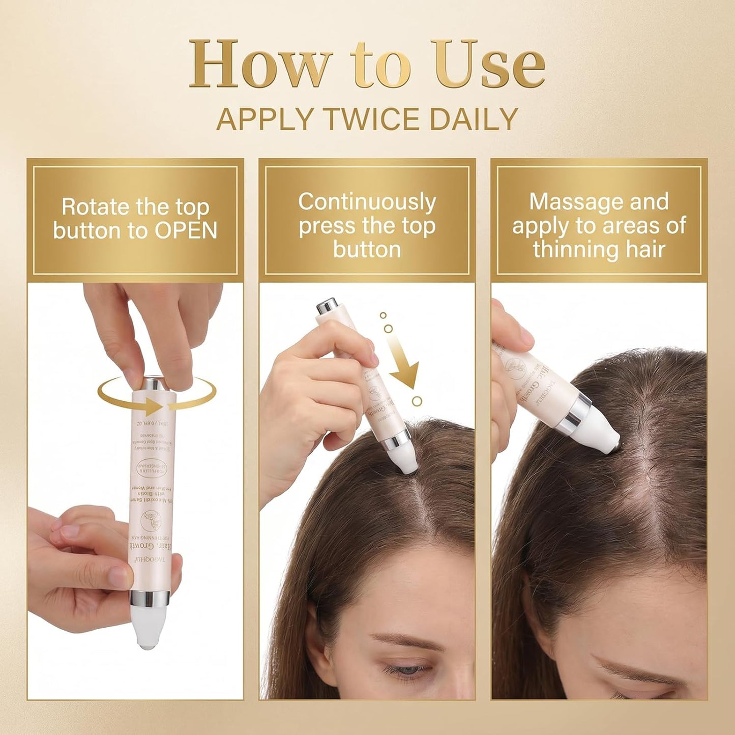 Hair Growth Serum Roll-On | 5% Minoxidil Gel for Men & Women - Anti Hair Loss Treatment (18ml)