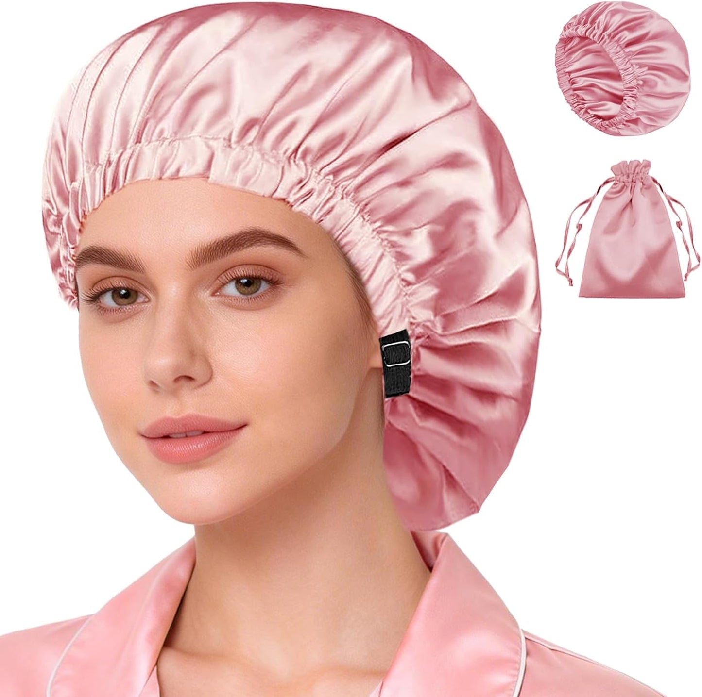 Silk Satin Bonnet Set - Soft Sleep Caps for Curly Hair | 2-Pack, Women's Night Bonnets
