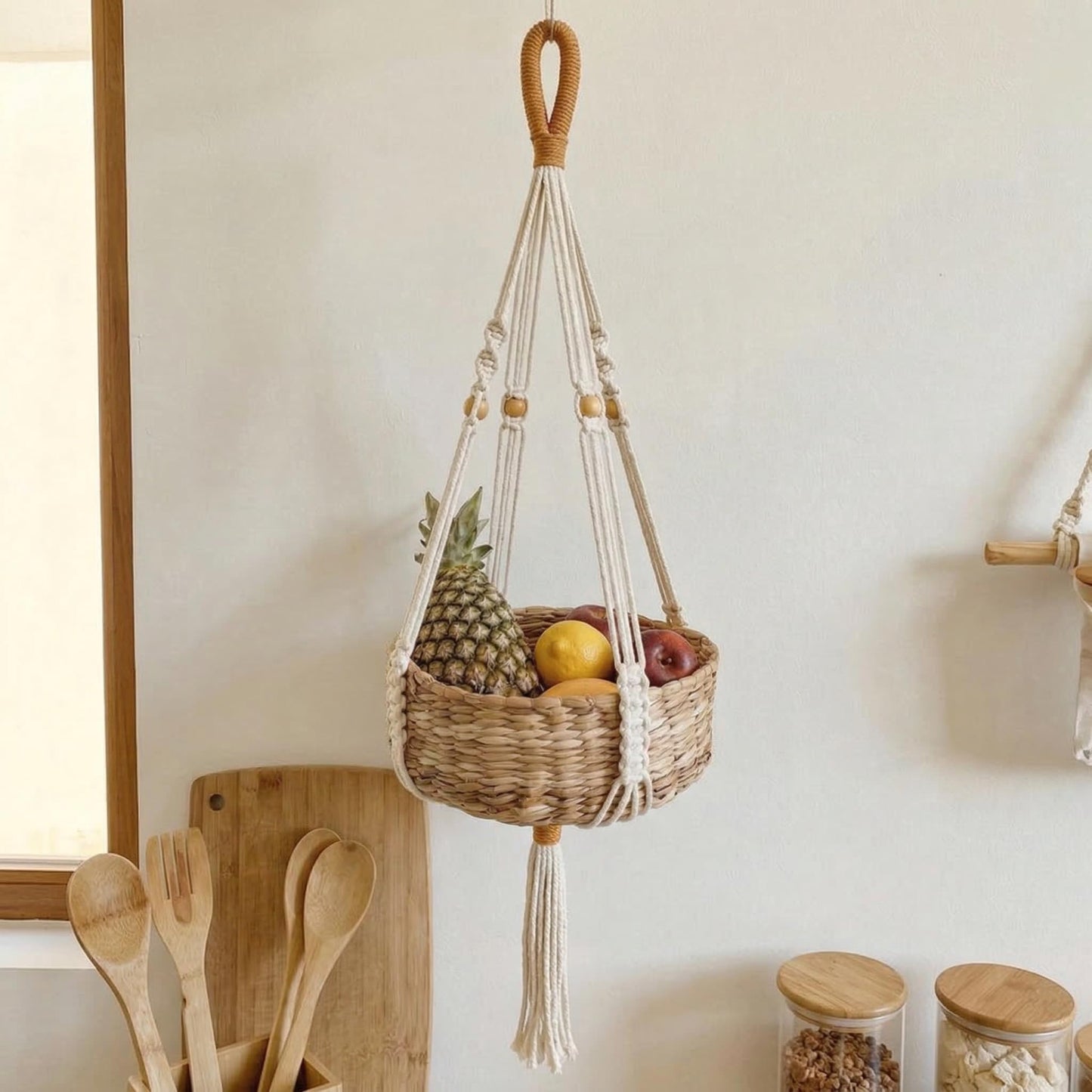 Hanging Planter for Indoor Plants, 35.4in Handmade Macrame Hanging Plant Holder Woven Boho Plant Hanger Tassel Netting Garden Mesh Netting for Outdoor Plants Flower Pot Home Balcony Decor