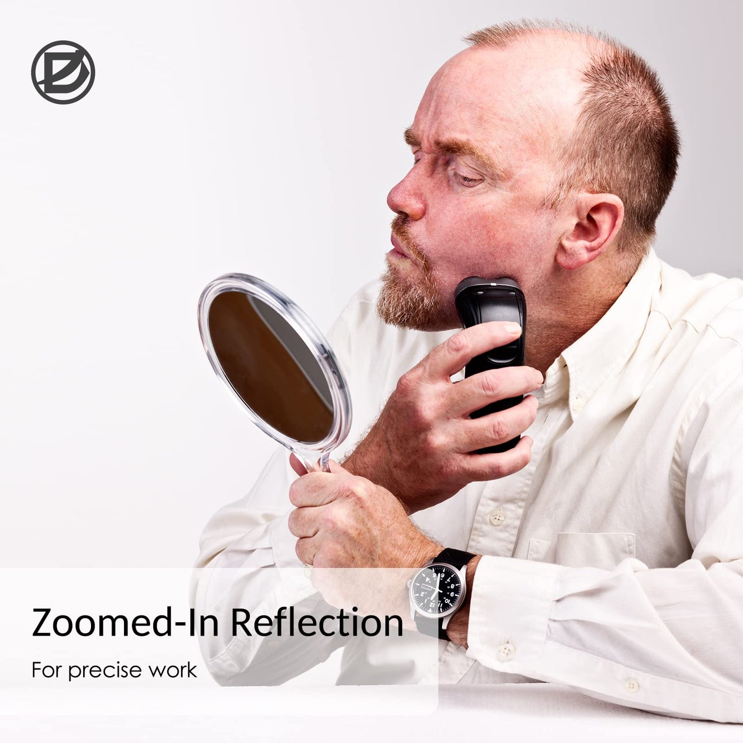 D Handheld Mirror with Handle 3.9" W x 8.3" L Hand Mirror Small Doule Sided Magnifying Mirror 1X 2X, Handle Makeup Mirror, Acrylic Handheld Mirror Rounded Shape, Transparent 1 PCS