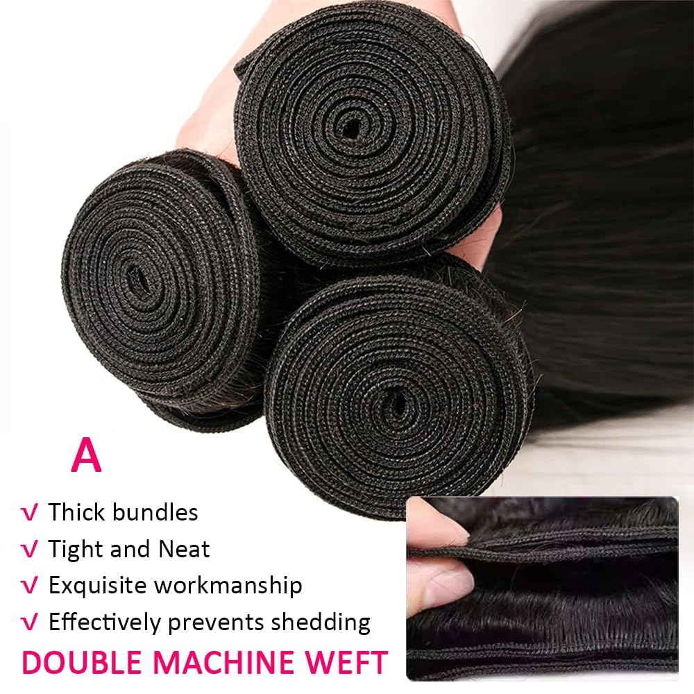 14A Body Wave Bundles Human Hair 20 22 24 Inch 100% Brazilian Virgin Real Raw Human Hair Bundles Body Wave Thick Weave Natural Color (20 22 24 Inch)