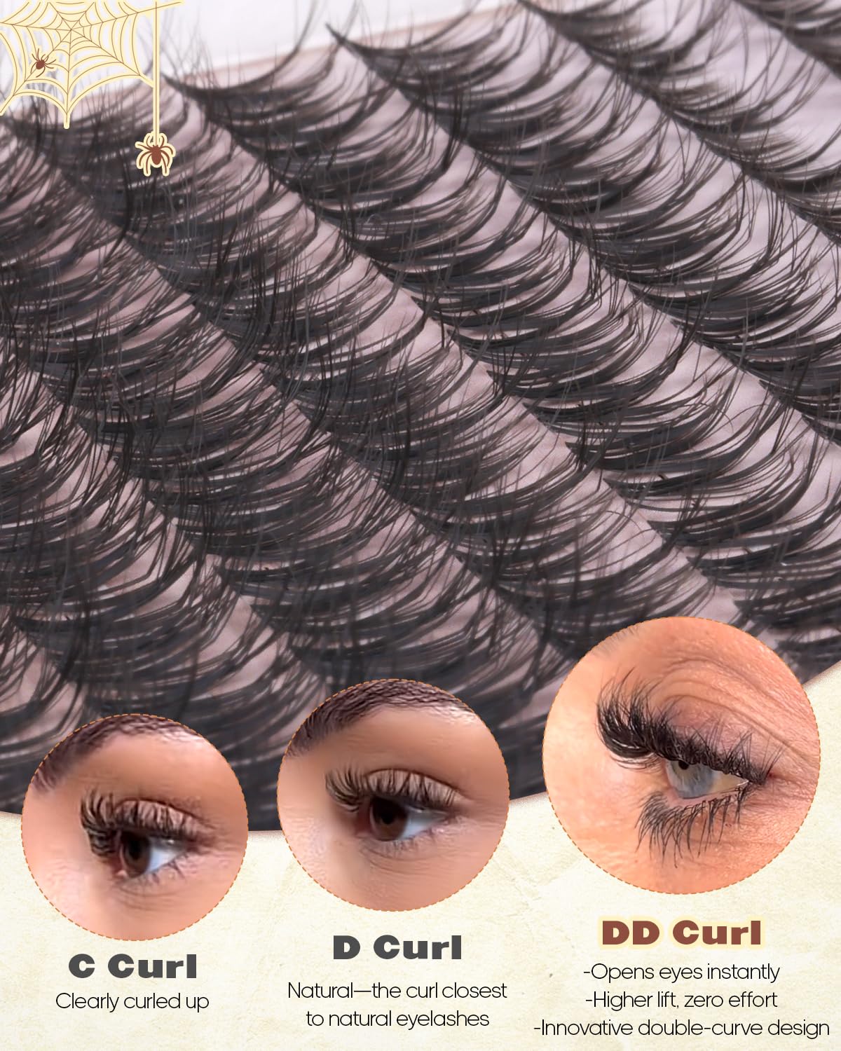 Wtvane Wispy Lash Clusters Spider Eyelash Clusters 10-16mm Natural Cluster Eyelash Extensions Fluffy DD Curl Individual Lashes Clusters Breeze Eyelashes Cluster with Soft Clear Band Kim K Lash Style