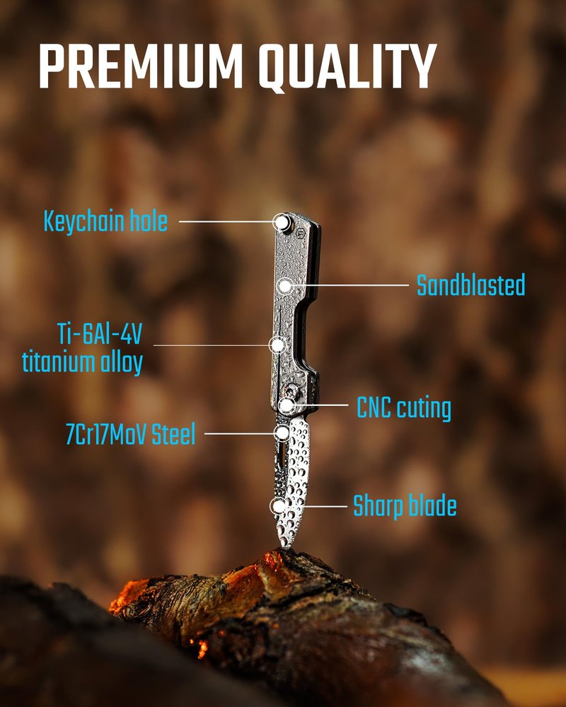KeyUnity KK19 Small Pocket Knife, Lightweight Titanium Handle, Compact EDC Tool for Everyday Carry(Gray)
