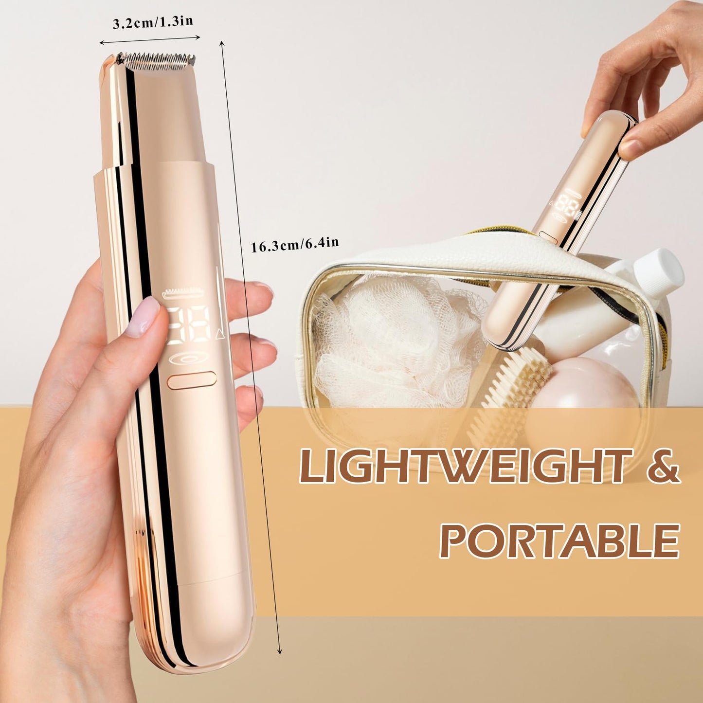 Bikini Trimmer for Women, 2 in 1 Dual-Head Electric Razors for Women Pubic Hair, Waterproof Wet/Dry Use Body Hair Trimmer Face Shaver, Rechargeable Hair Removal for Bikini Legs Face Underarm Arm