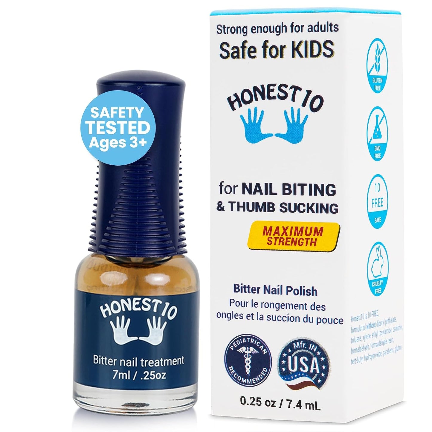 Nail Biting Prevention Polish for Kids & Adults - Safe Bitter Formula, Pediatric Approved | 0.25 oz