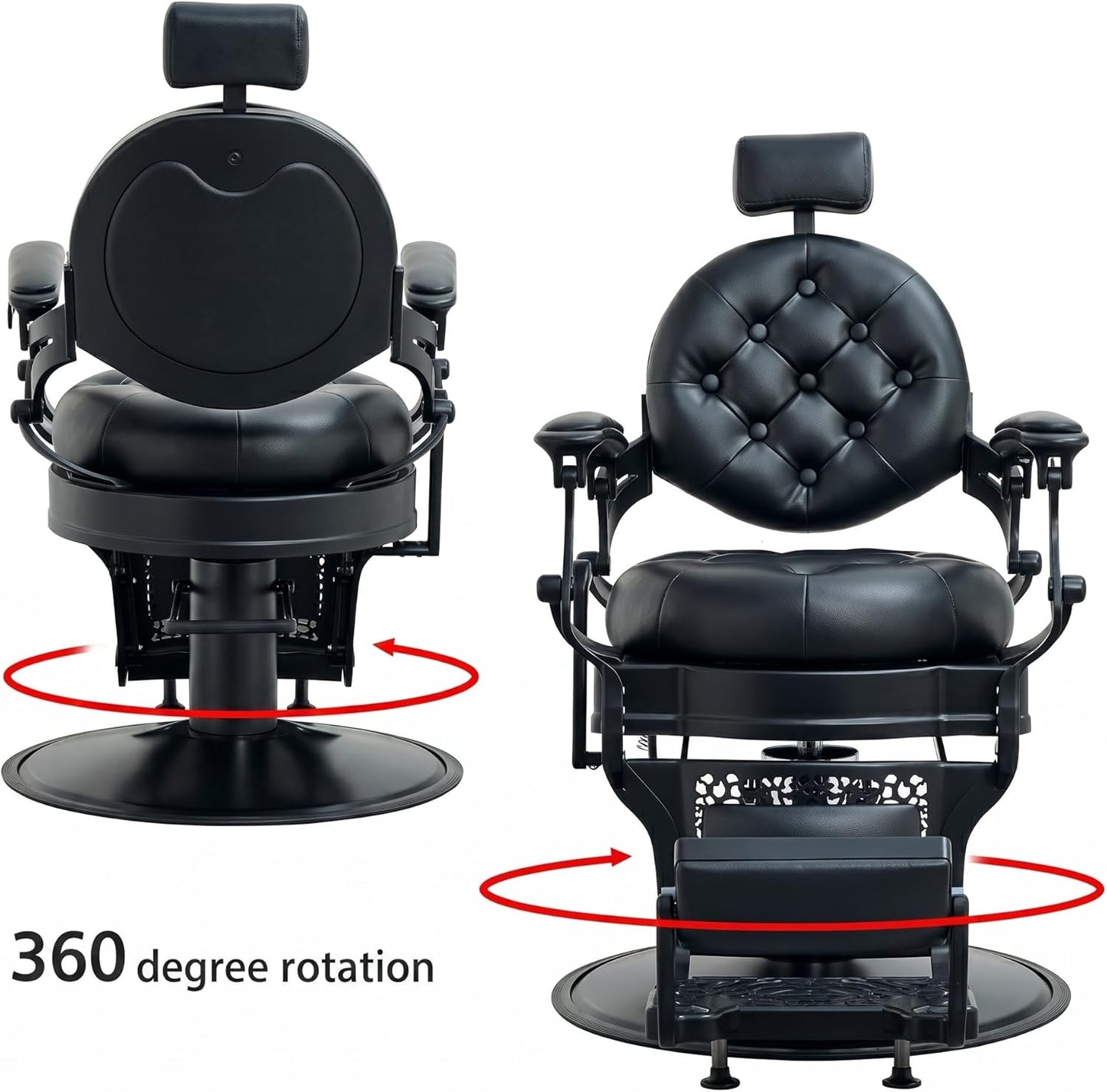 Barber Chair - Vintage Heavy Duty Hair Styling Chair for Salons | 700lbs Capacity, Black