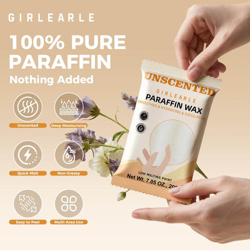 GIRLEARLE Paraffin Wax Refills 10 Packs Unscented for Paraffin Wax Bath Machine - for Dry Cracked Skin on Hands, Feet, Elbows - Moisturizing Hydration to Relieve Stiff Muscles & Joints