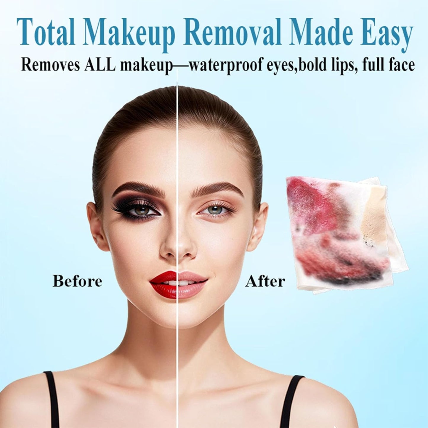 Makeup Remover Wipes - 100 Count Individually Wrapped, Alcohol-Free & Unscented | Travel Size for Sensitive Skin