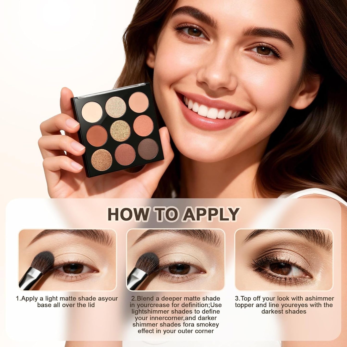 Océane Neutral Eyeshadow Palette - 9 Highly Pigmented Colors for Long-Lasting, Natural Eye Makeup | Vegan & Cruelty-Free