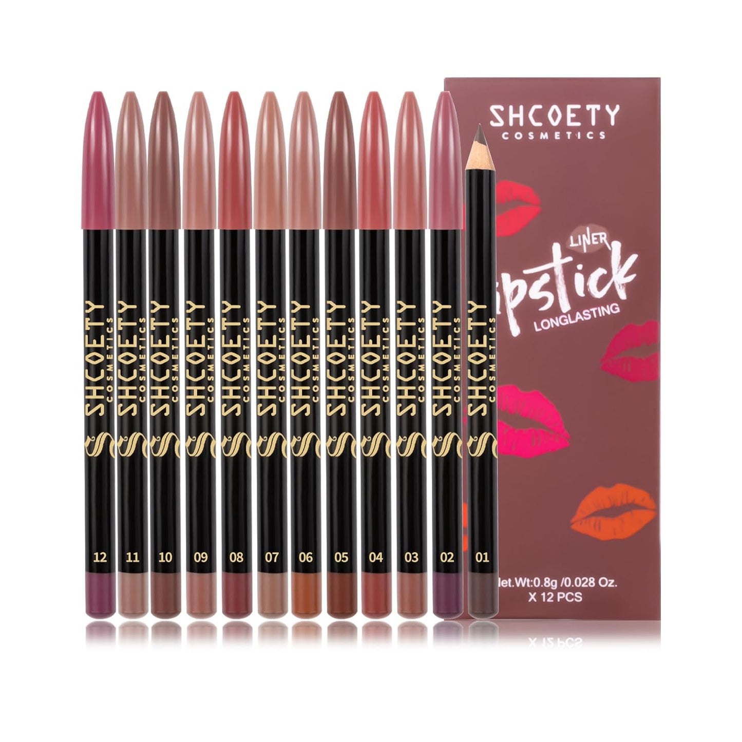 Matte Lip Liner Set - 24 Pcs Waterproof Longwear Lip Pencils for Smooth, High Pigment Makeup | Natural Colors