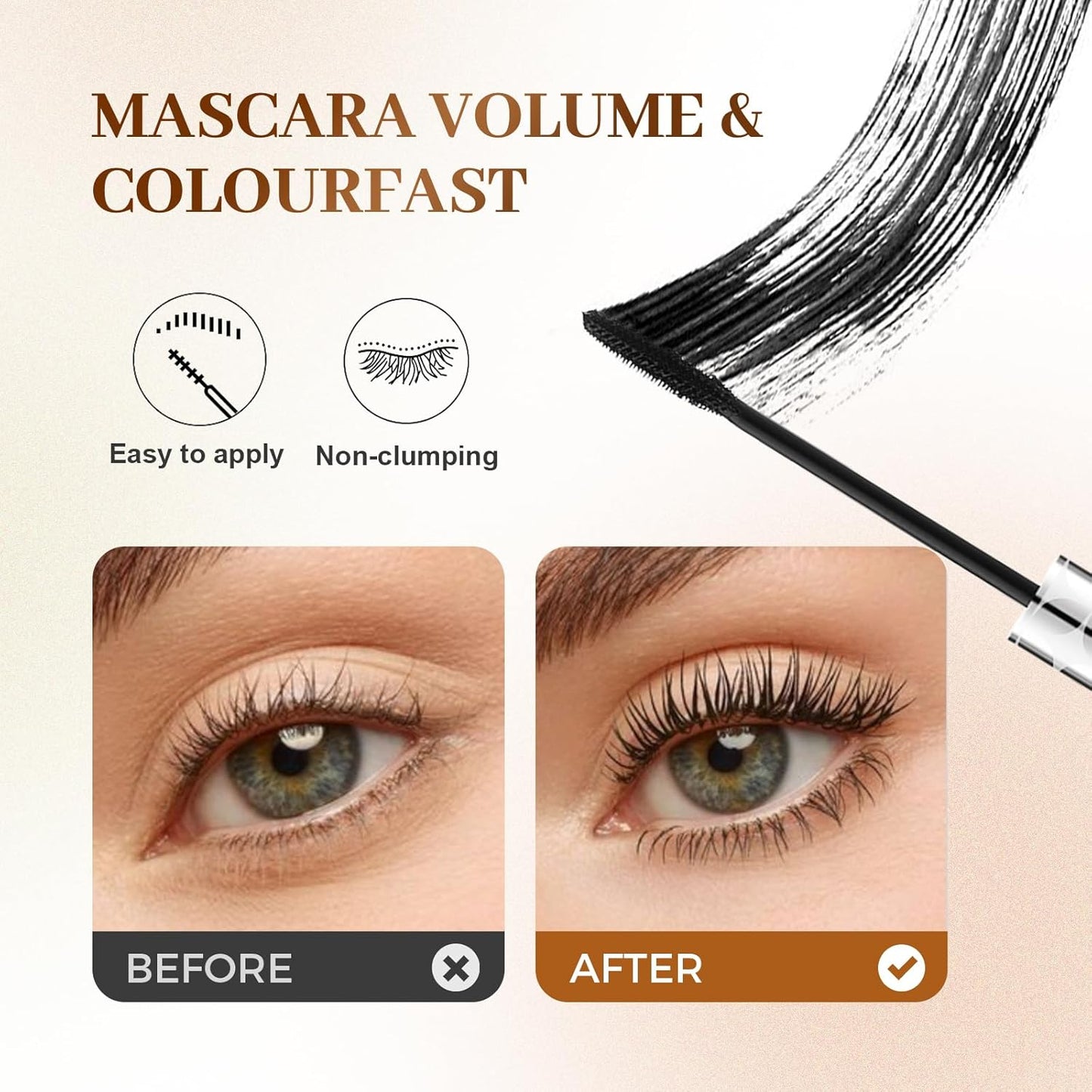 LECDOA Mascara for Older Women | Thickening & Lengthening | Waterproof, Non-Clumping, Black