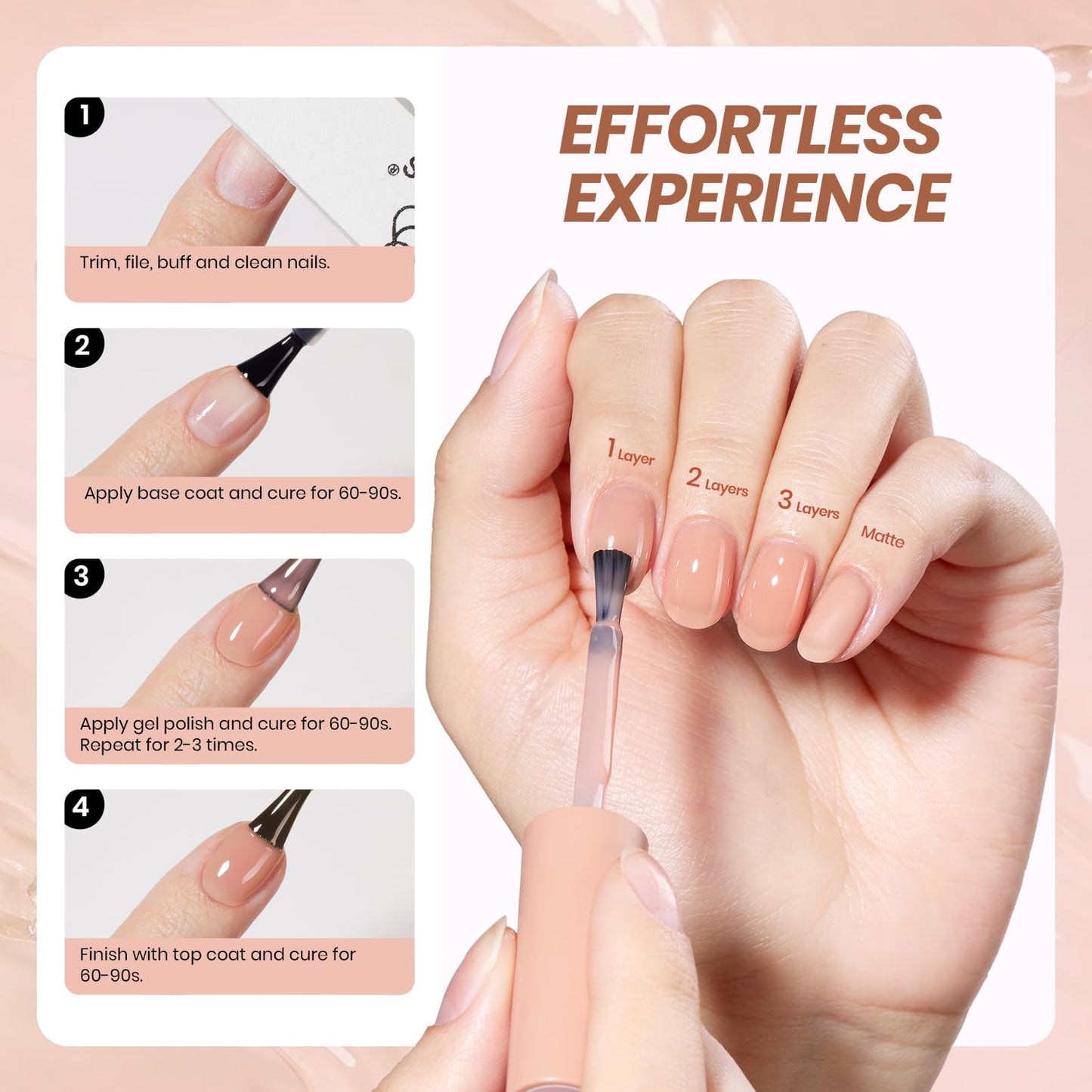 Beetles Nude Gel Nail Polish - 15ml Neutral Brown Base Color Gel Polish Concealer Mocha Sheer Translucent Effect Soak Off UV LED French Art Manicure Gift for Women