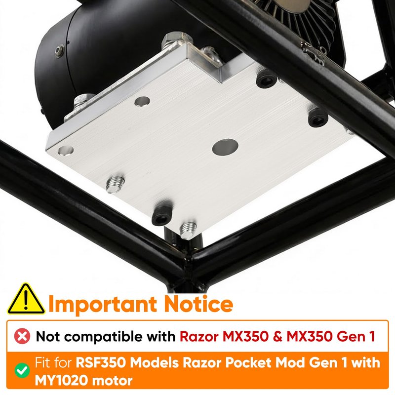 Motor Adapter Plate for RSF350 Razor Pocket Mod Gen 1 - Direct Bolt - On MY1020 Upgrade Kit - No Drilling Bracket for Razor RSF350 Motor Conversion (Not for MX350)