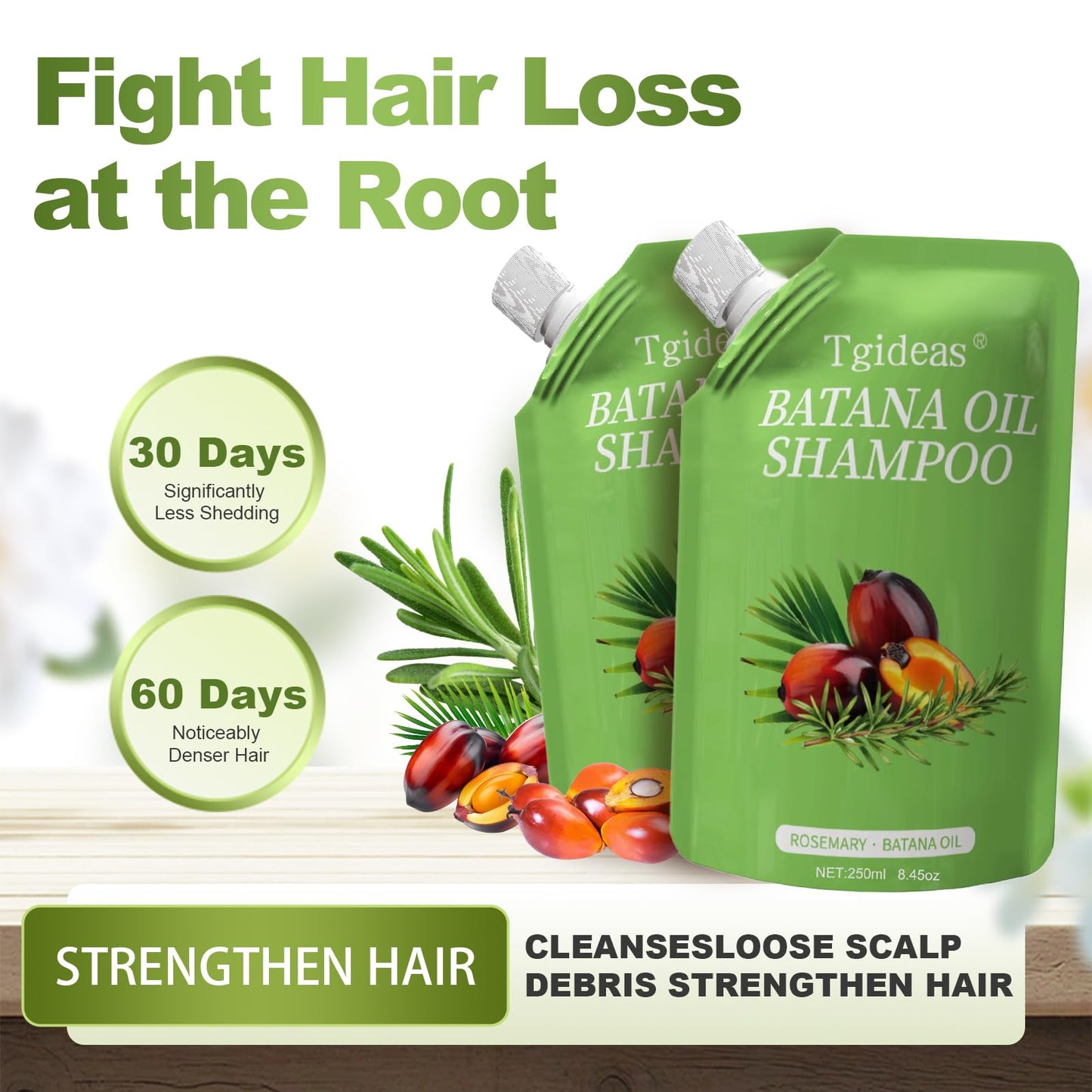 Tgideas Batana Oil Rosemary Shampoo for Hair Growth & Hair Loss, 1 Pack