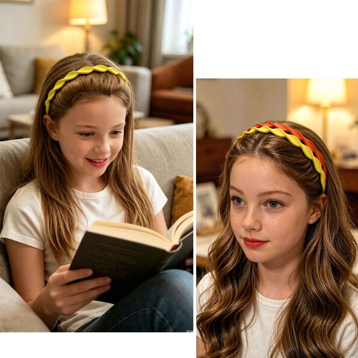 Wavy Plastic Headbands for Girls & Women - 6pcs Non-Slip Scalloped Design | Matte Flexible Hair Accessories