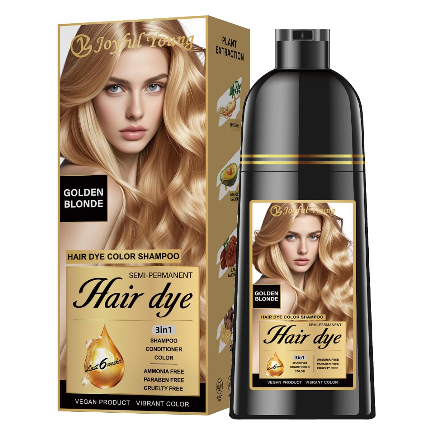 Hair Dye Shampoo 3-in-1 - Ash Blonde Semi-Permanent Gray Coverage | Vegan & Ammonia-Free