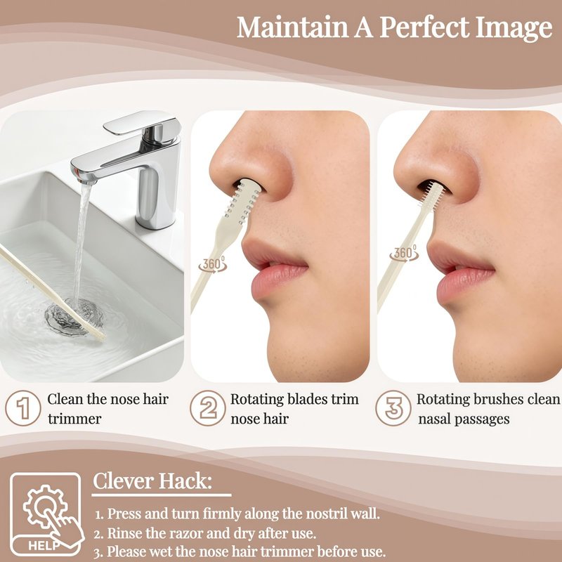 KTBKGV 2-in-1 Nasal Hair Cutter, Double Sided Nose Hair Cutter, Portable 360° Rotating Manual Nose Hair Trimmer for Men and Women (Multicolor-5PCS)