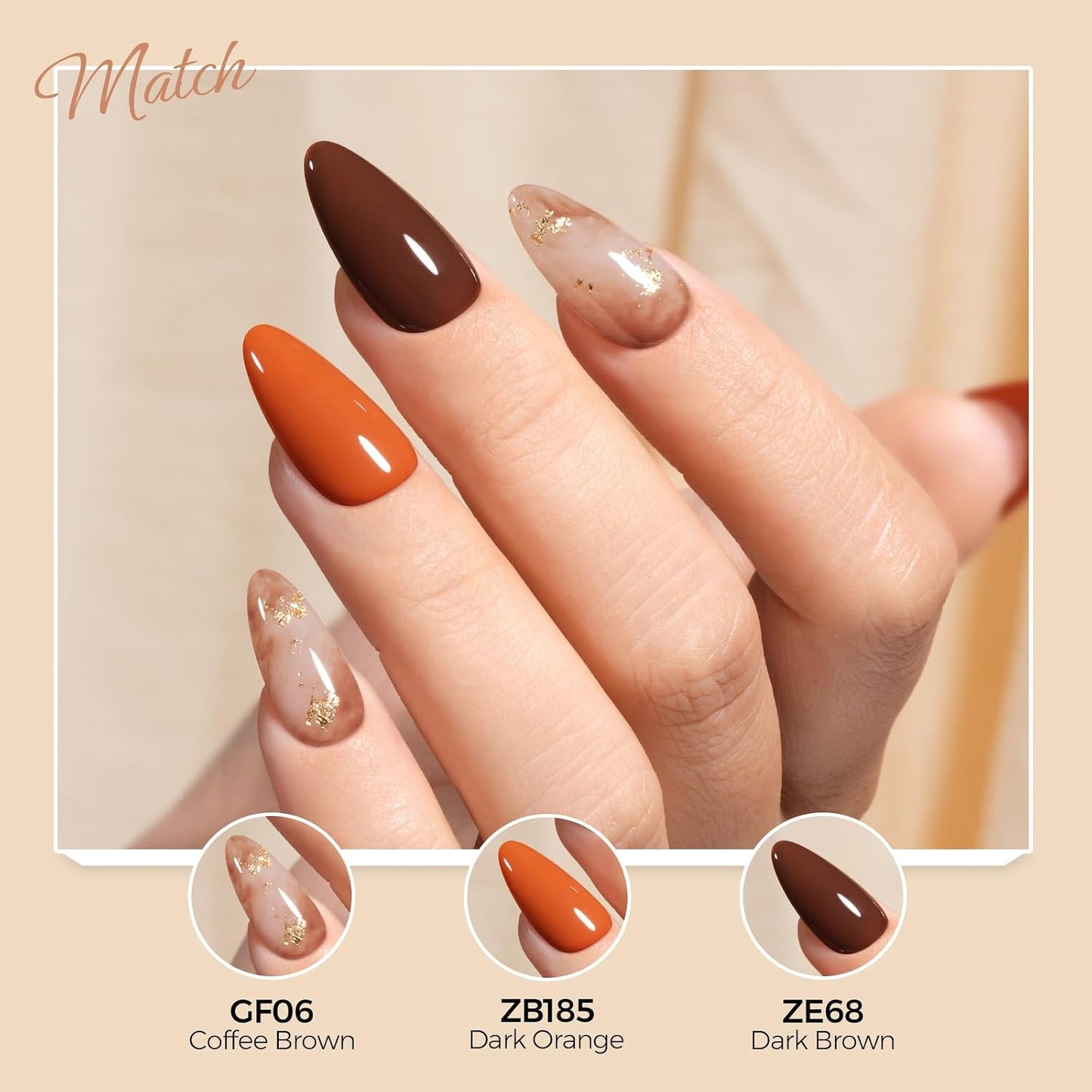 TOMICCA Gel Nail Polish - Dark Orange Autumn Winter Color | Long Lasting High Gloss Soak Off UV LED for DIY Manicure