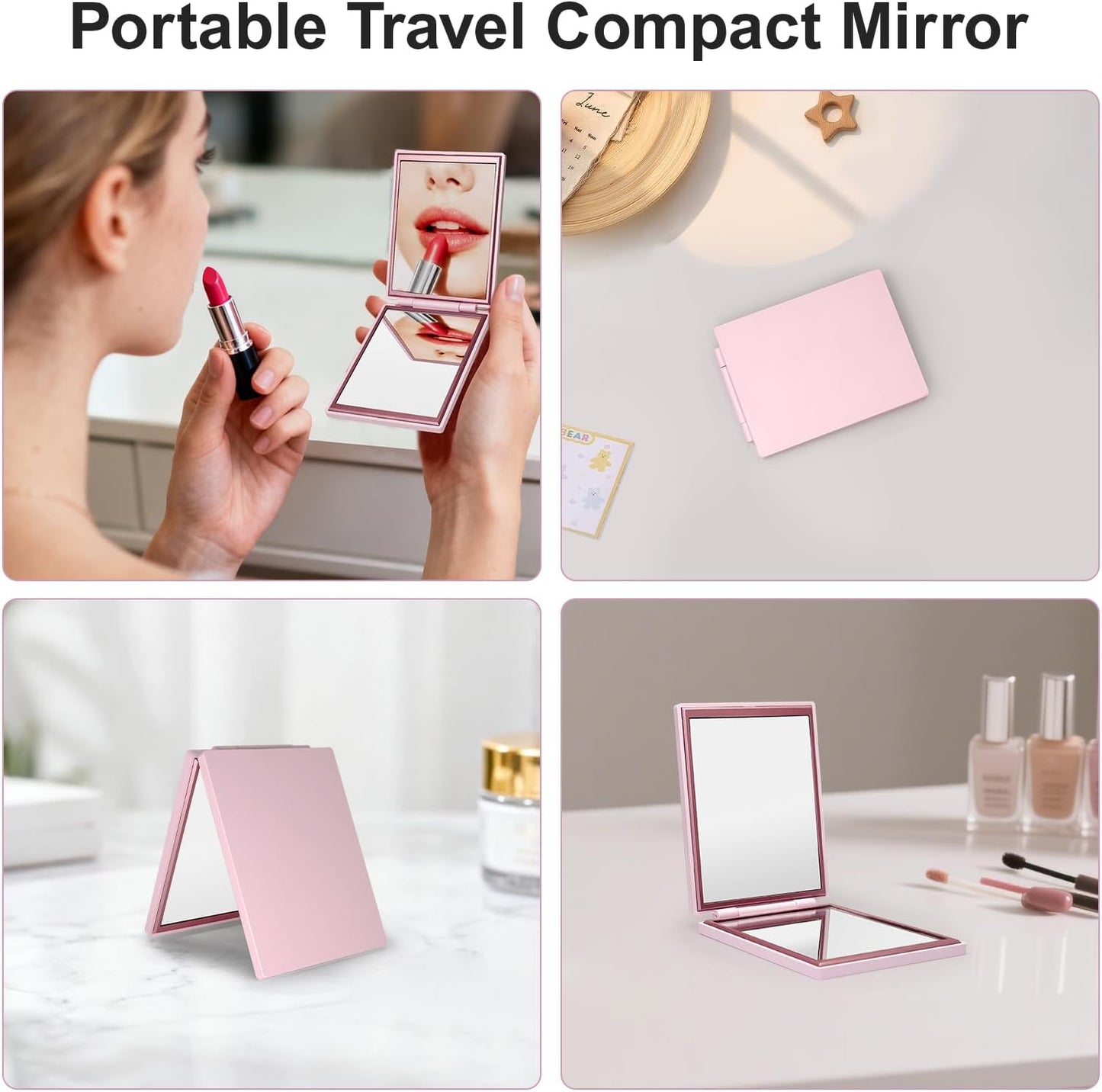 Compact Travel Mirror - 1x/3x Portable Makeup Mirror for Purse & Handbag | Pink