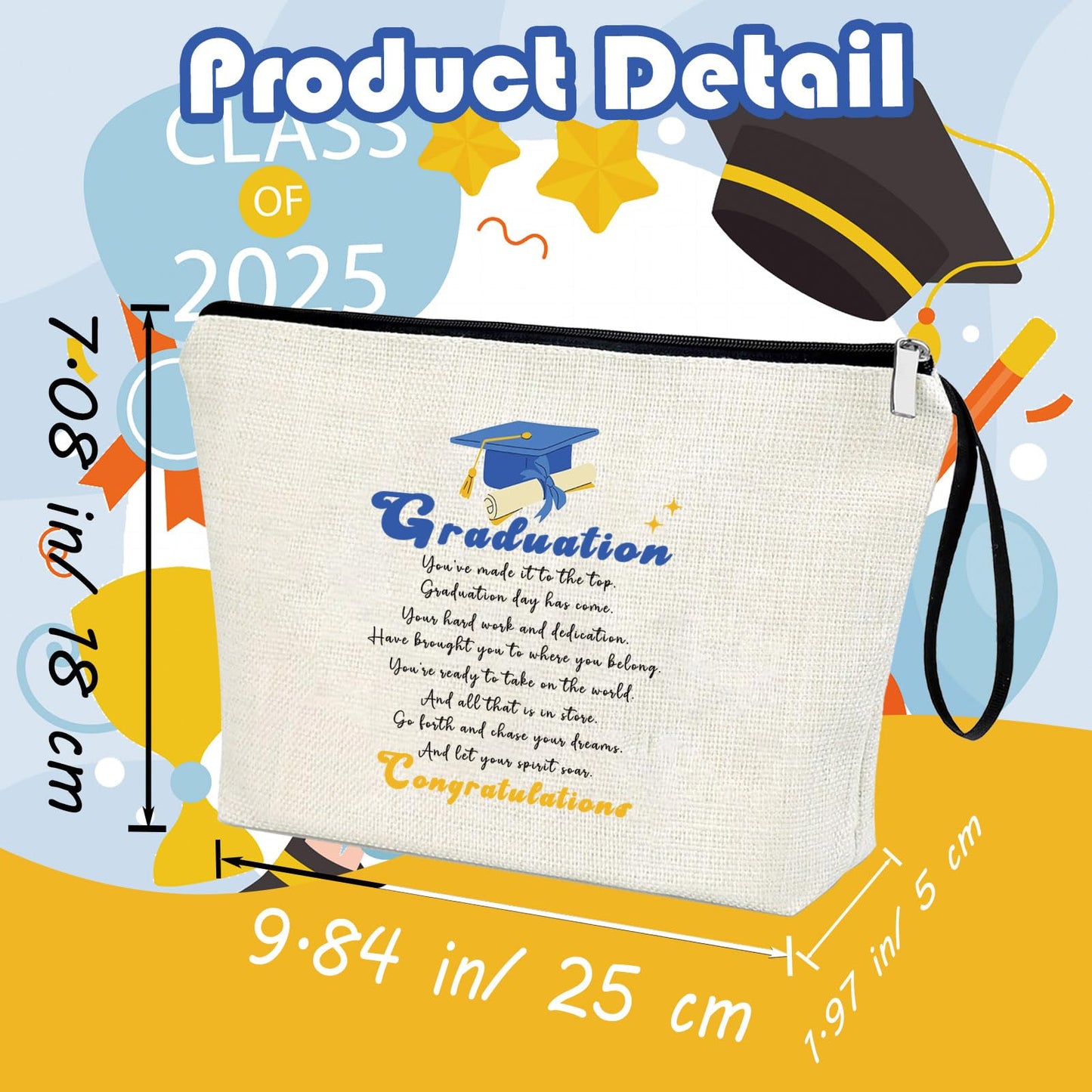 Virfuntaki Graduation Congratulation Gift for Her Class of 2026 Gifts to Friend Daughter Master PHD Degree Gift University College Grad Gifts Graduation Decorations Travel Vacation Makeup Bag Girl