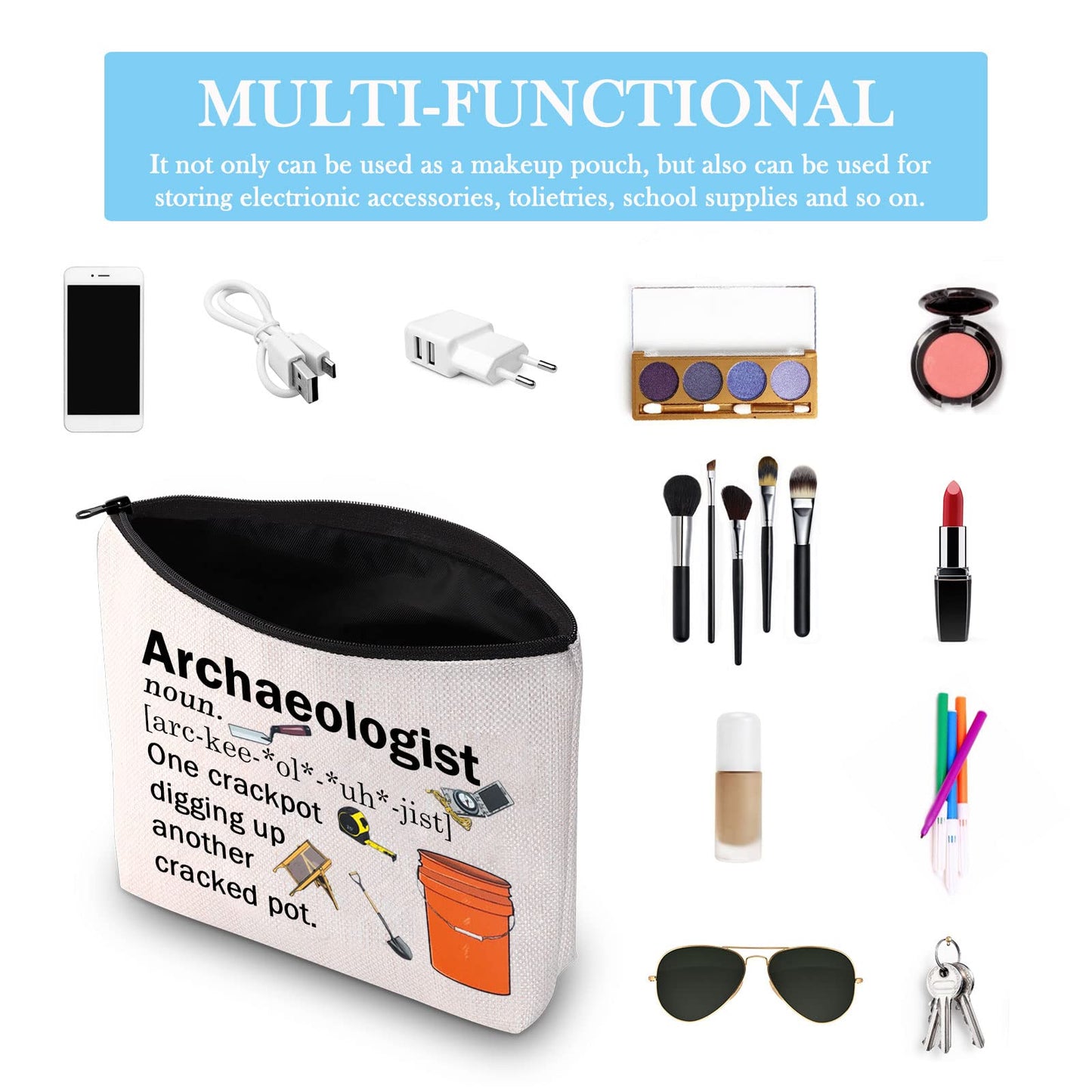 GJTIM Archaeologist Definition Makeup Bag - Anthropology Archaeology Artifact Gift for Students Graduation