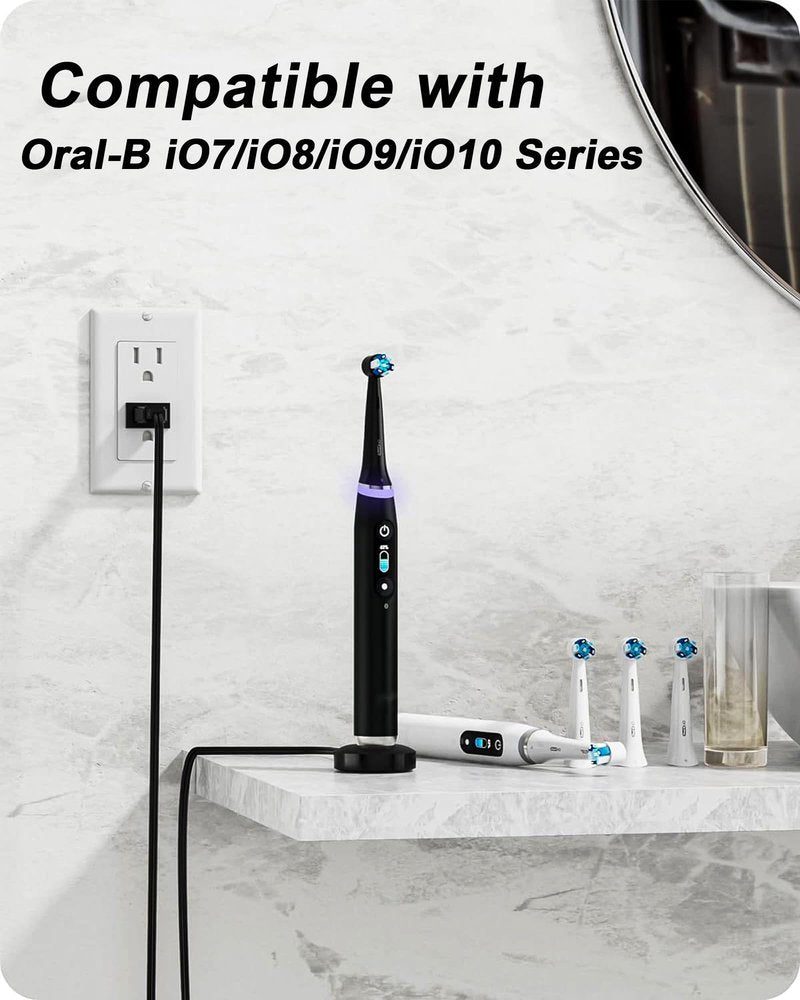 WUKUR Magnetic Charger Replacement for Oral-B iO Series 7/8/9/10 Electric Toothbrush, Magnetic Charging Base Compatible with Oral-B Electric Toothbrush iO Series (Black)