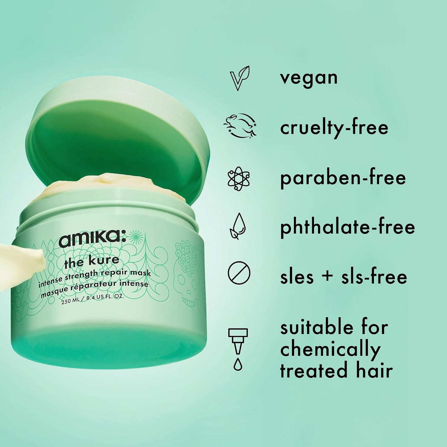 Amika The Kure Intense Strength Repair Mask - Deep Conditioning Treatment for Damaged Hair