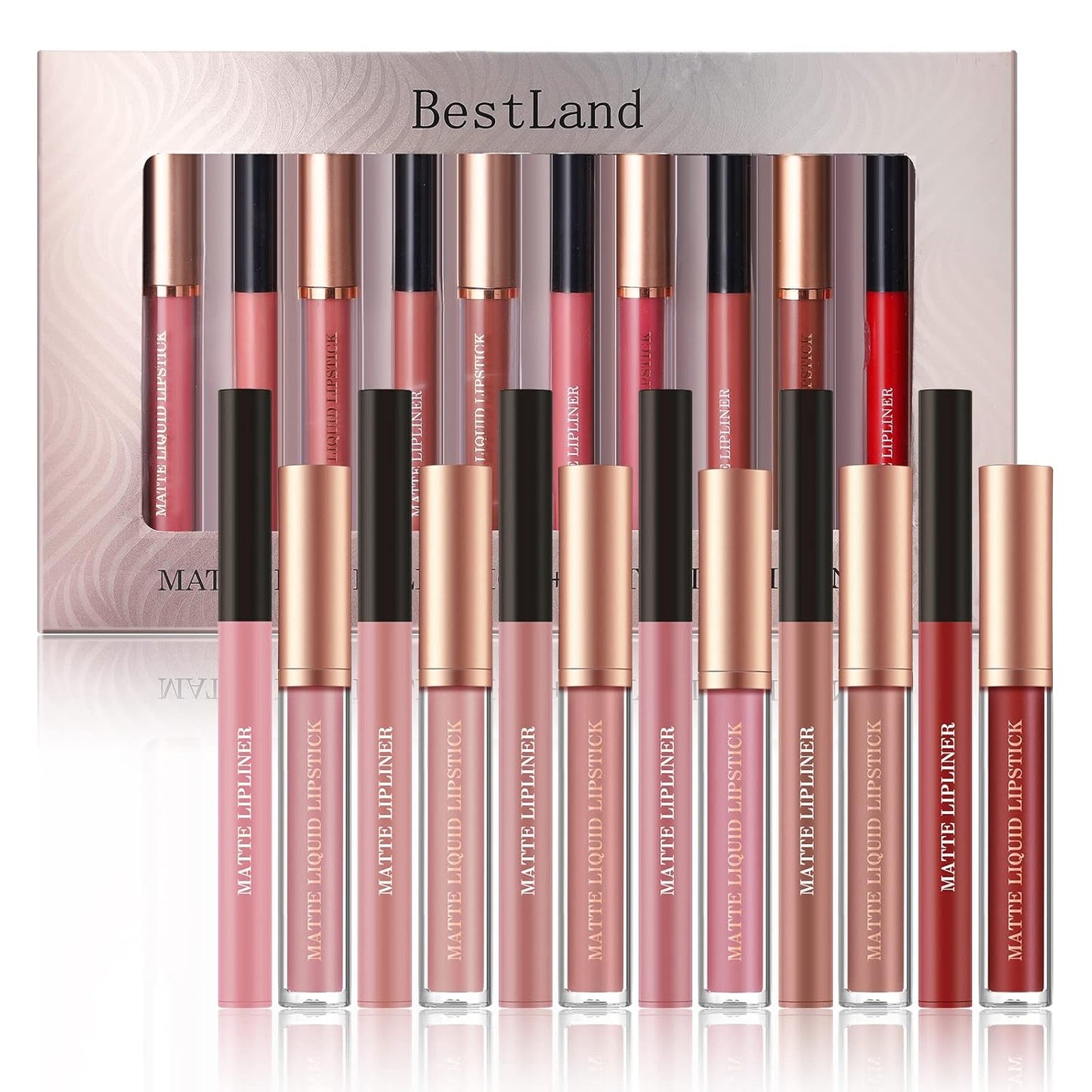 Matte Liquid Lipstick Set - 12Pcs Velvety Nude Lip Stain & Liner | Waterproof Long Wear Makeup Gift Set