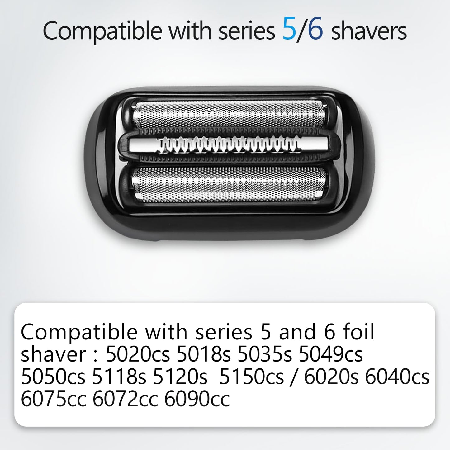 Series 5 Series 6 53B Replacement Head Compatible with Braun Electric Foil Shaver, Compatible with New Generation Razors 5020cs 5018s 5035s 5049cs 5050cs 6020s 6040cs 6072cc 6075cc 6090cc (2 Count)