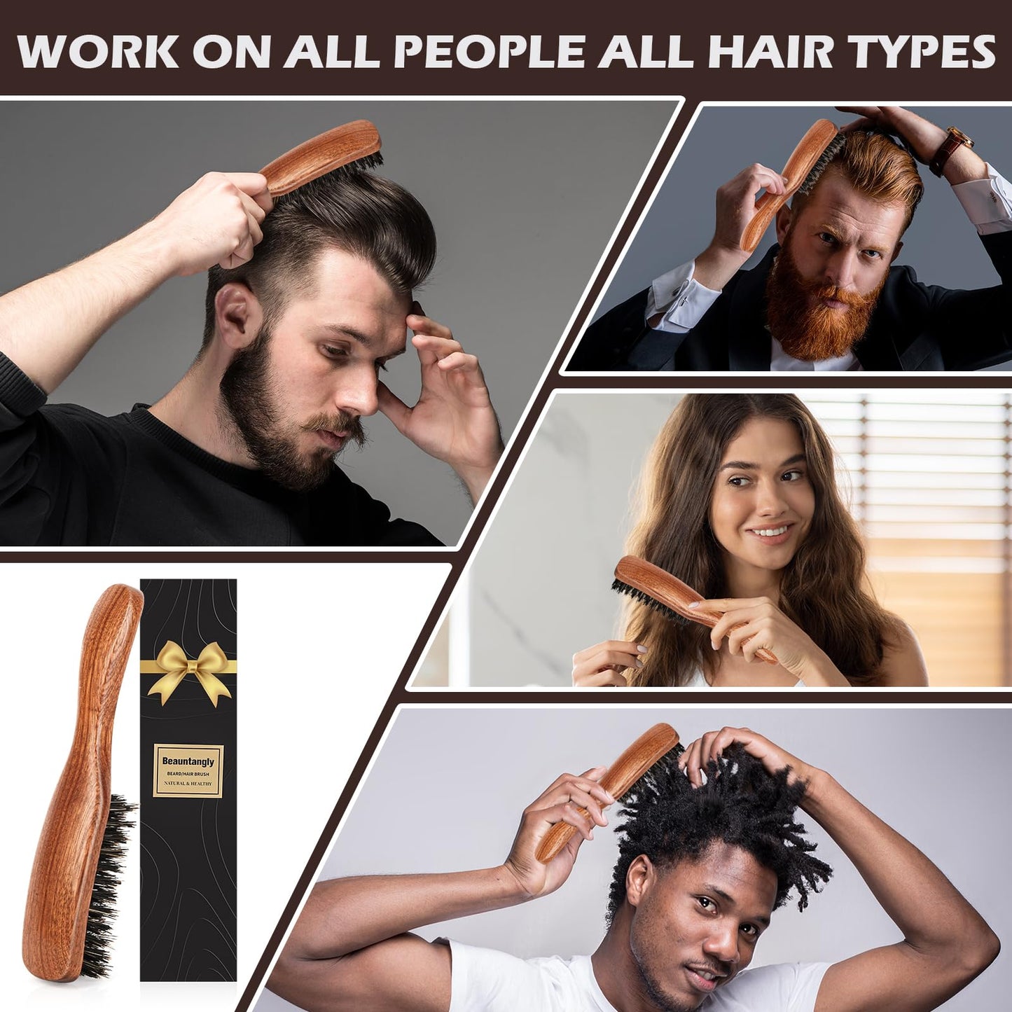 Hair Brush for Hair Growth, Eco-friendly Wooden Paddle Hair Brushes for Women Men Kids Make Hair Smooth & Shiny, Massaging Scalp Reduce Hair Loss