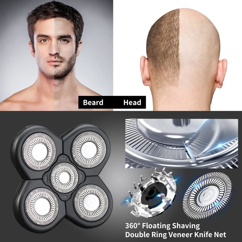 HONTEC 5 Blades Electric Shaver Replacement Heads Universal Blade for Razor (5D Black)